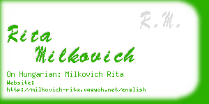 rita milkovich business card